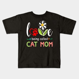 I Love Being Called Cat Mom Sunflower Cute Mothers Day Gifts Kids T-Shirt